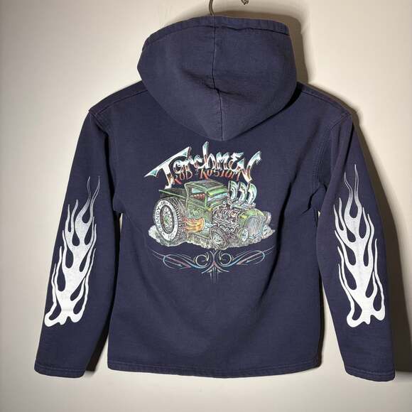 Y2K Flame Sleeve Zip up Hoodie - Picture 2 of 6